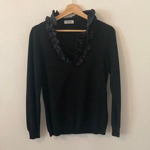 MOSCHINO black wool sweater with ruffle size medium